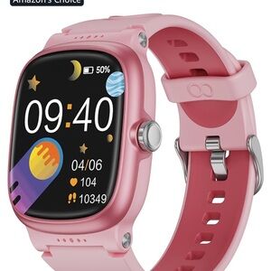 Pink Smartwatch with Silicone Band